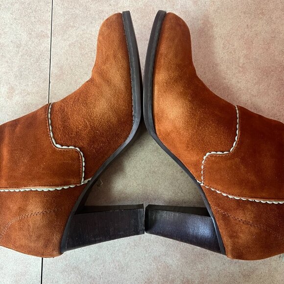 Shoe The Bear Bijou Caramel Suede Ankle Back Zip Booties - Picture 8 of 16